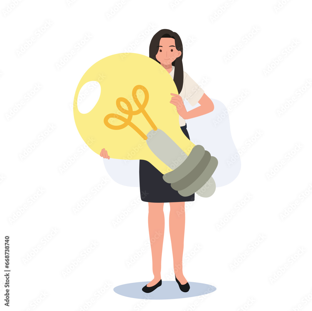 Education and Creativity concept. Thai University Student with Light Bulb Idea Education and Creativity concept. Thai University Student with Light Bulb Idea