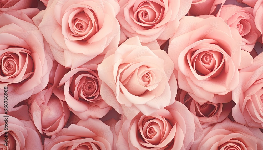 Beauty Pink Rose Pattern Background. Wedding Backdrop. Valentine's Day Banner. Illustration