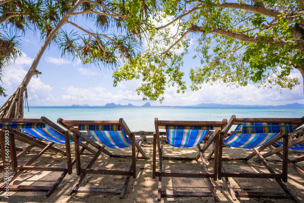 beach chair at Chilling sitting corner in resort