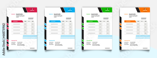 Modern invoice template design with mocup
