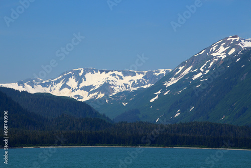 Mountain landscape in Icy Strait, Alaska, United States 