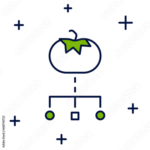 Filled outline Genetically modified food icon isolated on white background. GMO fruit. Vector