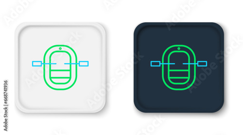 Line Rafting boat icon isolated on white background. Inflatable boat with paddles. Water sports, extreme sports, holiday, vacation. Colorful outline concept. Vector