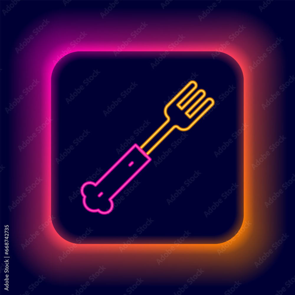 Glowing neon line Fork icon isolated on black background. Cutlery symbol. Colorful outline concept. Vector Glowing neon line Fork icon isolated on black background. Cutlery symbol. Colorful outline concept. Vector