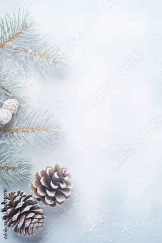 Christmas background with fir branches and snow.