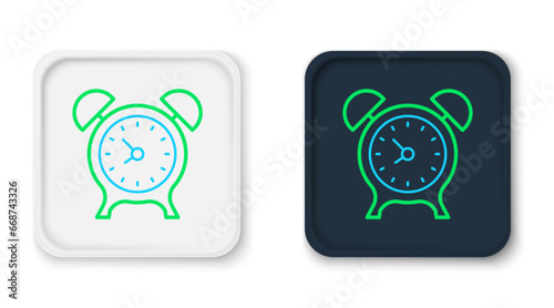 Line Alarm clock icon isolated on white background. Wake up, get up concept. Time sign. Colorful outline concept. Vector