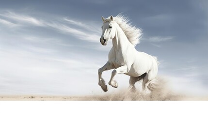 WHite horse run gallop