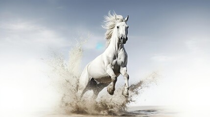 WHite horse run gallop