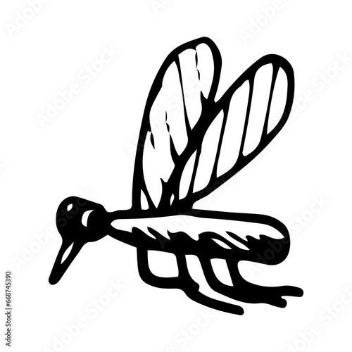 Mosquito sketch. Biting insect bloodsucker. Hand drawn illustration.