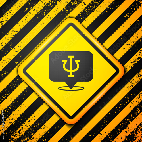 Black Psychology icon isolated on yellow background. Psi symbol. Mental health concept, psychoanalysis analysis and psychotherapy. Warning sign. Vector