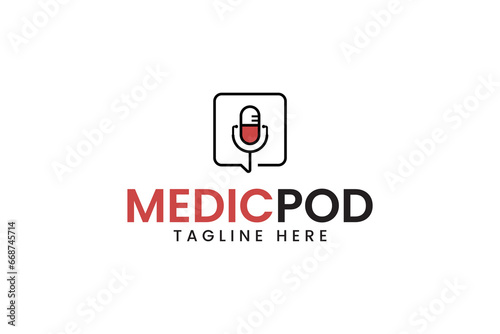 podcast medical capsule shape modern logo vector design