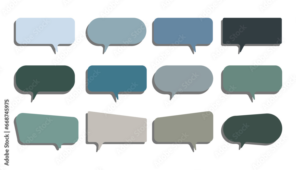 Set of dialog boxes different variants. Vector flat illustrations. Collection pastel color doodle for talk, dialogue, decoration on white background. Set of dialog boxes different variants. Vector flat illustrations. Collection pastel color doodle for talk, dialogue, decoration on white background.