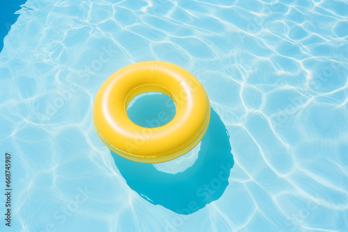 yellow inflatable ring in swimming pool 