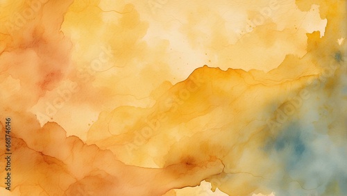 An enchanting background was created using yellow watercolor paint, giving it a unique beauty and exceptional elegance. photo