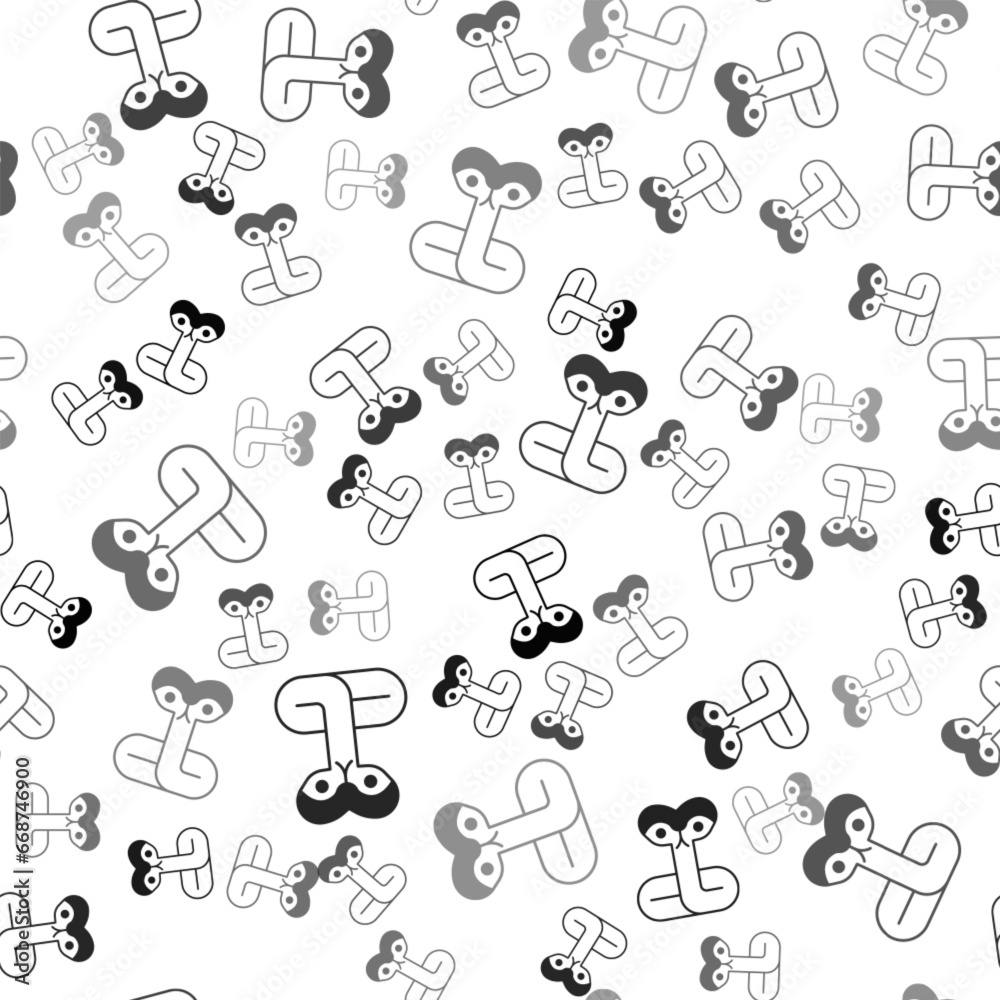 Black Snake icon isolated seamless pattern on white background. Vector