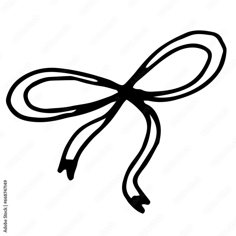 Bow knot.Christmas, new year, xmas party element.White and black simple line vector design doodle elements. Bow knot.Christmas, new year, xmas party element.White and black simple line vector design doodle elements.