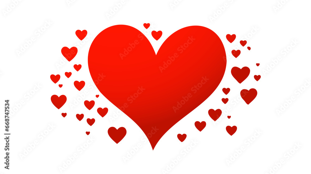 Red heart icon on white background. Love logo heart illustration