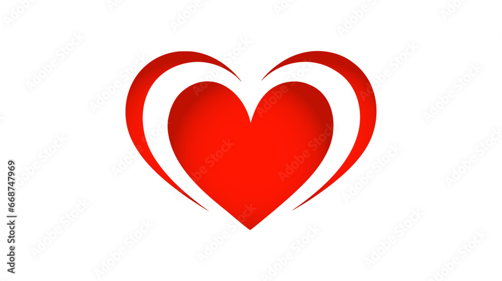 Red heart icon on white background. Love logo heart illustration