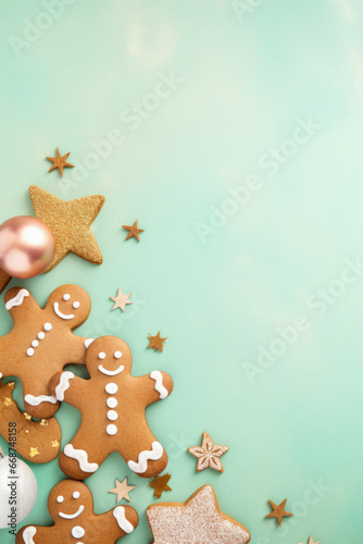 Merry Christmas background, xmas festive decoratons winter holidays, happy new year.