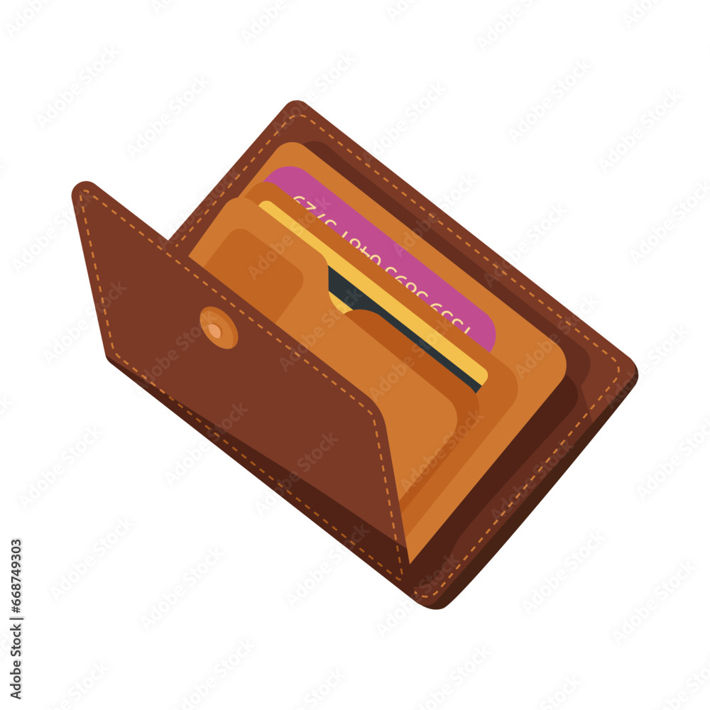 Leather brown wallet with credit cards isolated on white background. Leather brown wallet with credit cards isolated on white background.