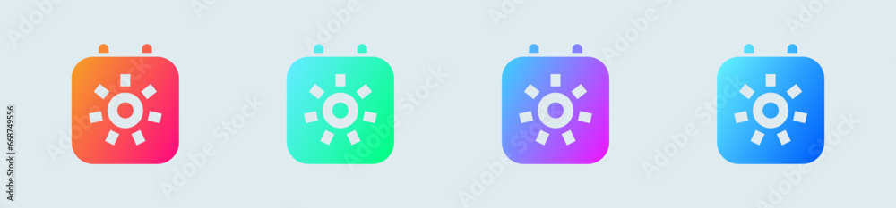 Holiday solid icon in gradient colors. Sun signs vector illustration. Holiday solid icon in gradient colors. Sun signs vector illustration.