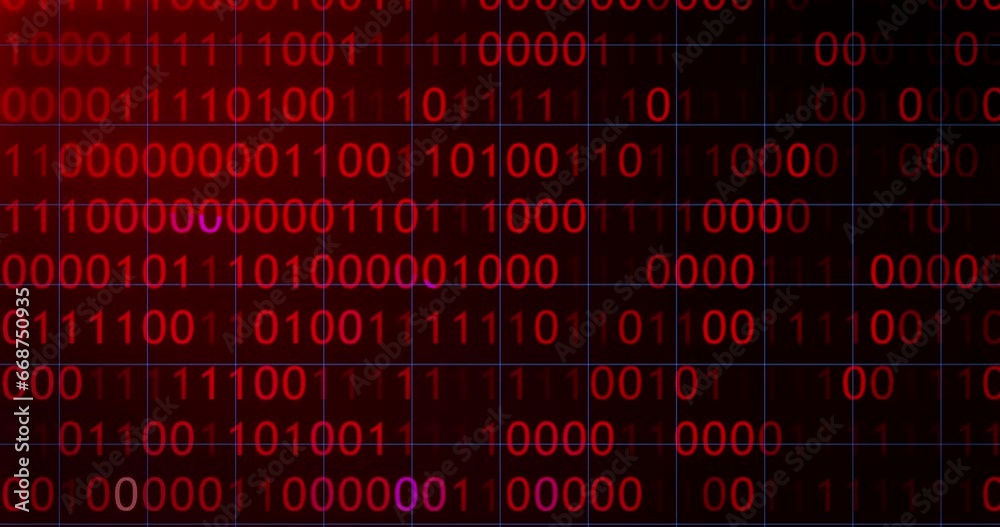 3D hacking code background in 4K. Randomly moving binary 0 and 1 ...
