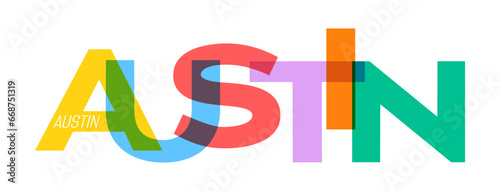 AUSTIN. Lettering on a white background. Vector design template for poster, map, banner