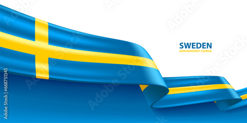 Tableau sur toile Sweden 3D ribbon flag