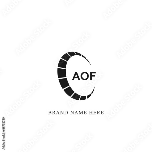 AOF logo. A O F design. White AOF letter. AOF, A O F letter logo design. Initial letter AOF linked circle uppercase monogram logo. photo