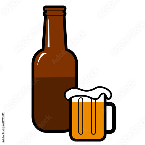 bottle of beer and mug
