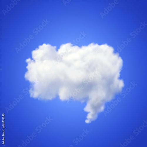 Realistic vector image of speech cloud on blue background