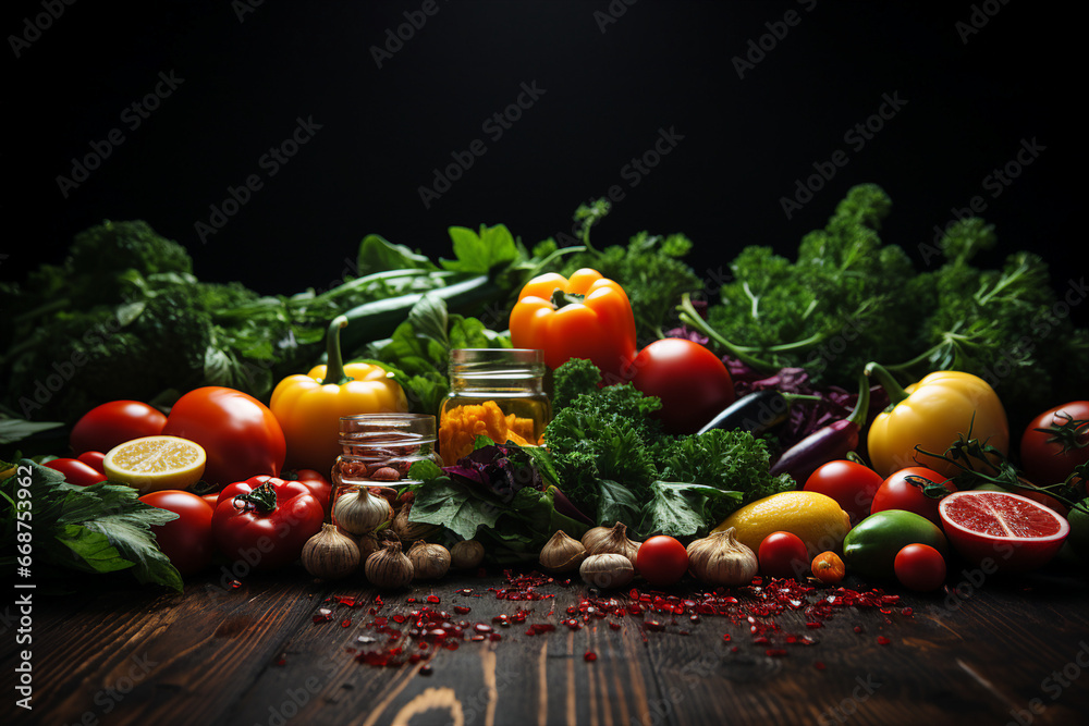 Generative AI picture of different fresh tasty seasonal vegetables Generative AI picture of different fresh tasty seasonal vegetables