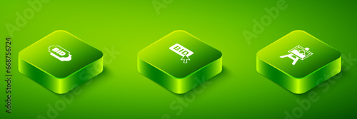 Set Isometric Bid, Auction painting and icon. Vector