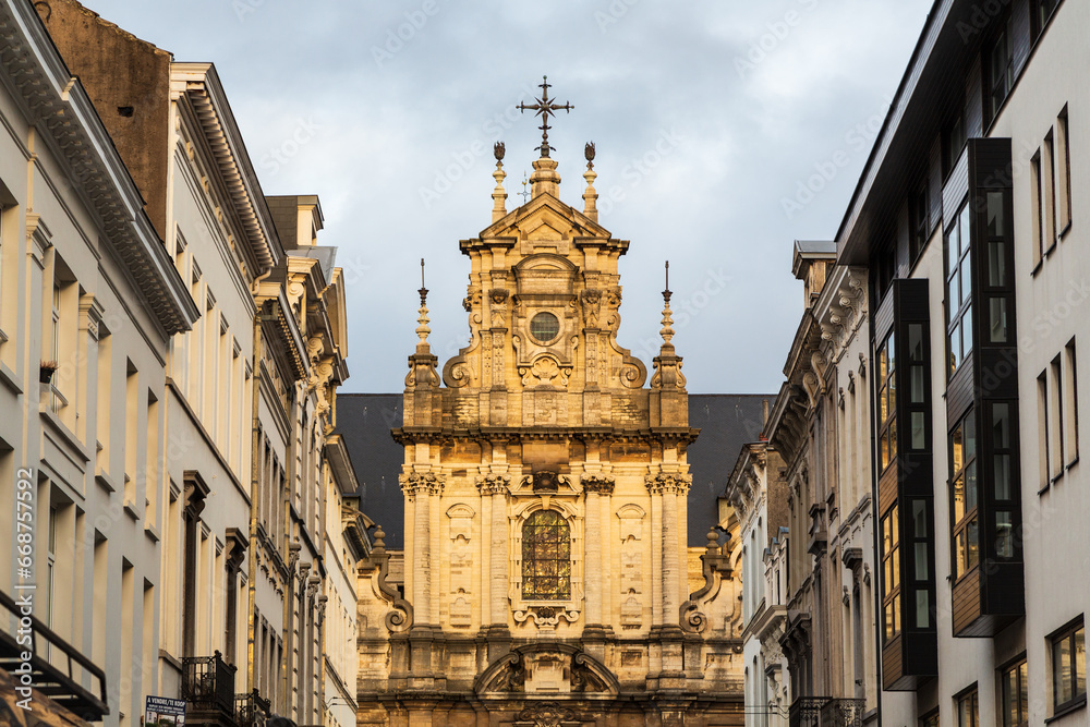 Church of St. John the Baptist in Brussels at sunset. Belgium