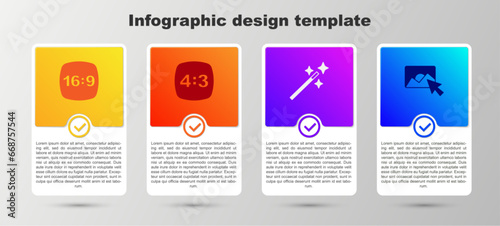 Set Photo frame 16, 4, retouching and . Business infographic template. Vector