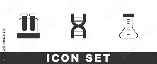 Set Test tube, DNA symbol and icon. Vector
