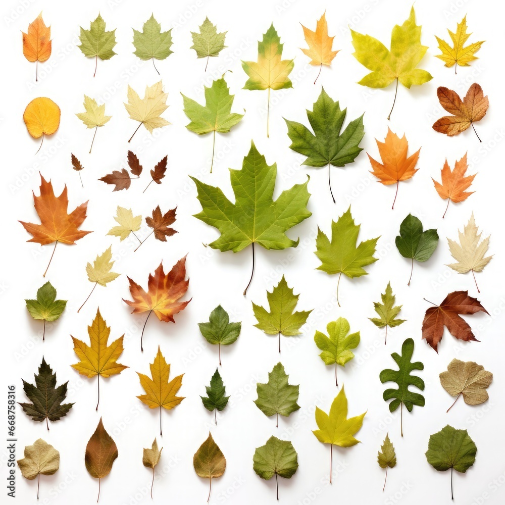 Fototapeta premium An autumn leaves collection isolate on white background