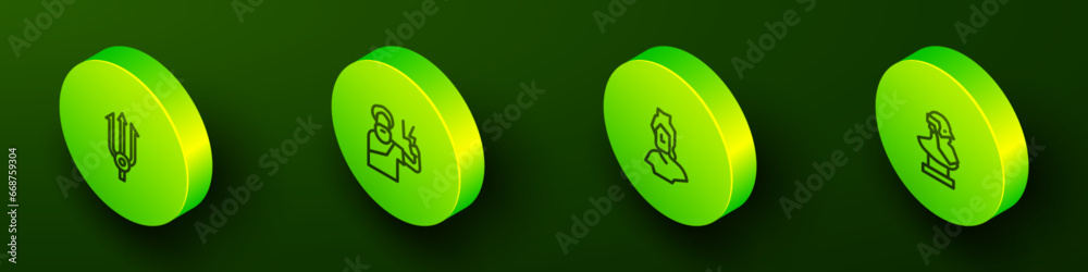 Set Isometric line Neptune Trident, Zeus, Ancient bust sculpture and icon. Vector Set Isometric line Neptune Trident, Zeus, Ancient bust sculpture and icon. Vector