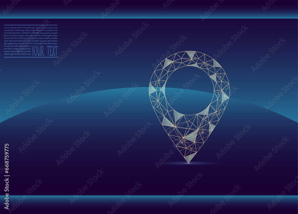 Vector illustration of a label for a map, made up of a technological ...