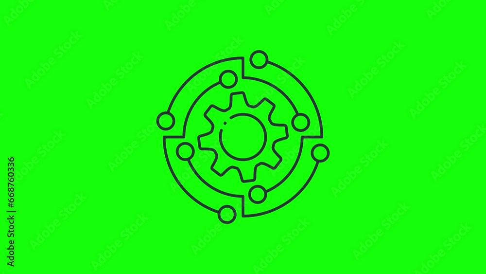 Setting tasks for automation. Gear and system.. Green background, 4K. Setting tasks for automation. Gear and system.. Green background, 4K.