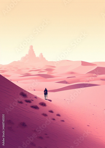 Nature man sand dune hot dry sky background adventure travel landscape desert