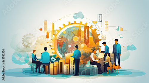 Remote developers team abstract concept vector illustrations. photo
