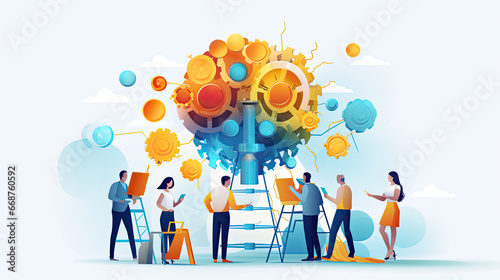 Remote developers team abstract concept vector illustrations. photo