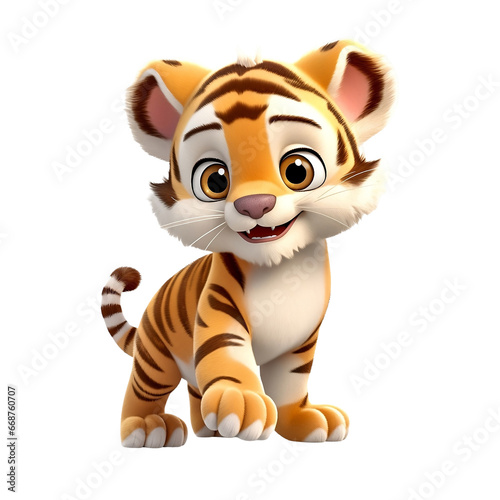 Cartoon animal, cute baby tiger