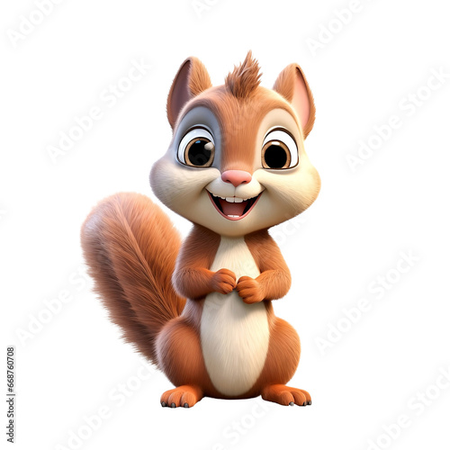 Cartoon animal, cute baby smiling squirrel
