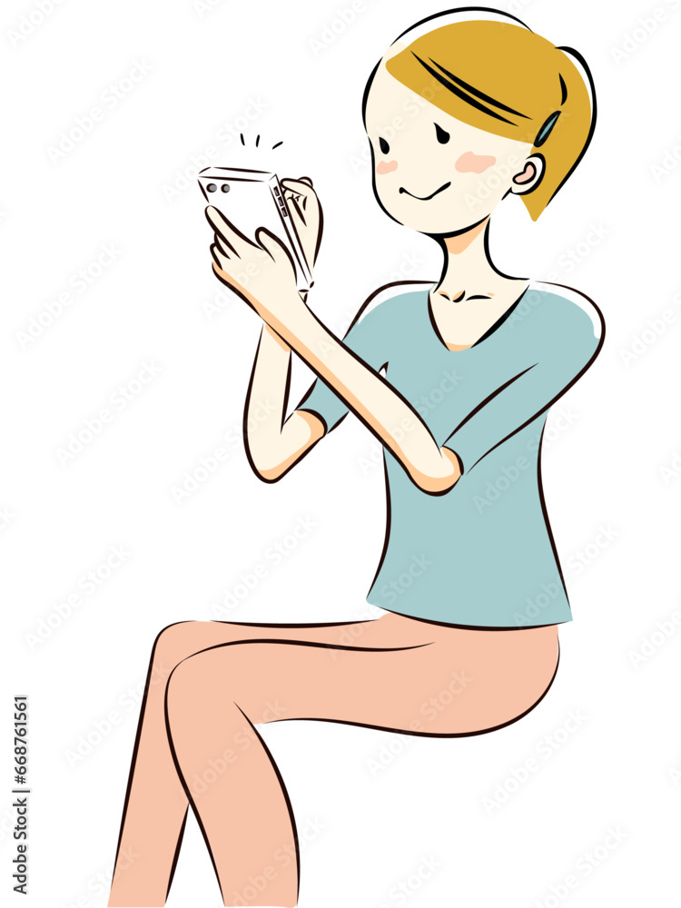 スマホを操作する女性　ネット検索する女性
スマホに夢中な女性