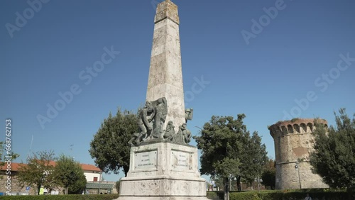 View of First World War Memorial in Piazzale Montemaggio in San Gimignano, San Gimignano, Tuscany, Italy photo