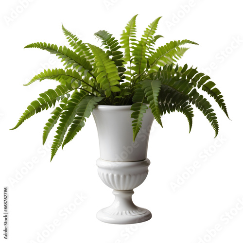 boston fern plant in a vase transparent background