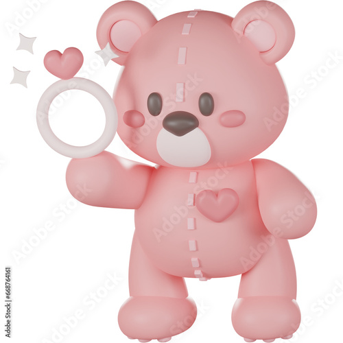 Valentine teddy bear 3d Illustration