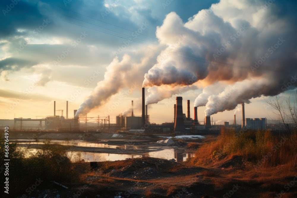 Industrial Smokestacks and Environmental Concerns